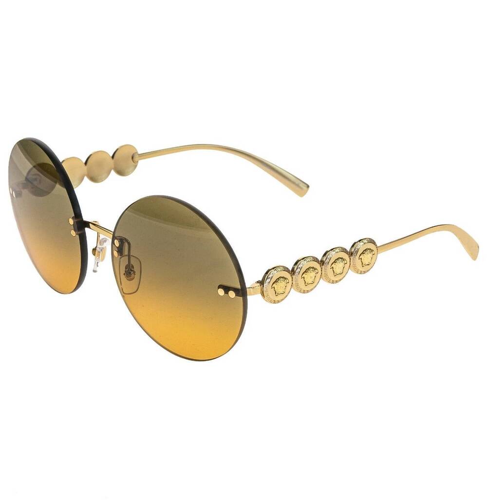 NEW VERSACE women's ve2214 medusa rimless round non-polarized sunglasses in gold